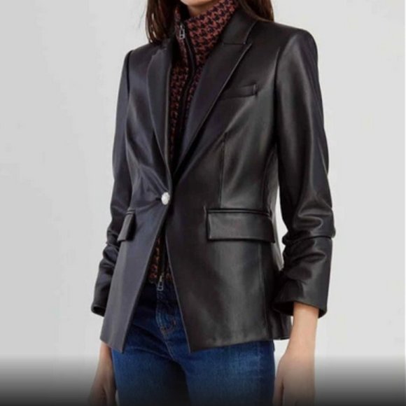 Fabulous Veronica Beard Faux Leather Hollis 3/4 Sleeve Jacket - Picture 6 of 7